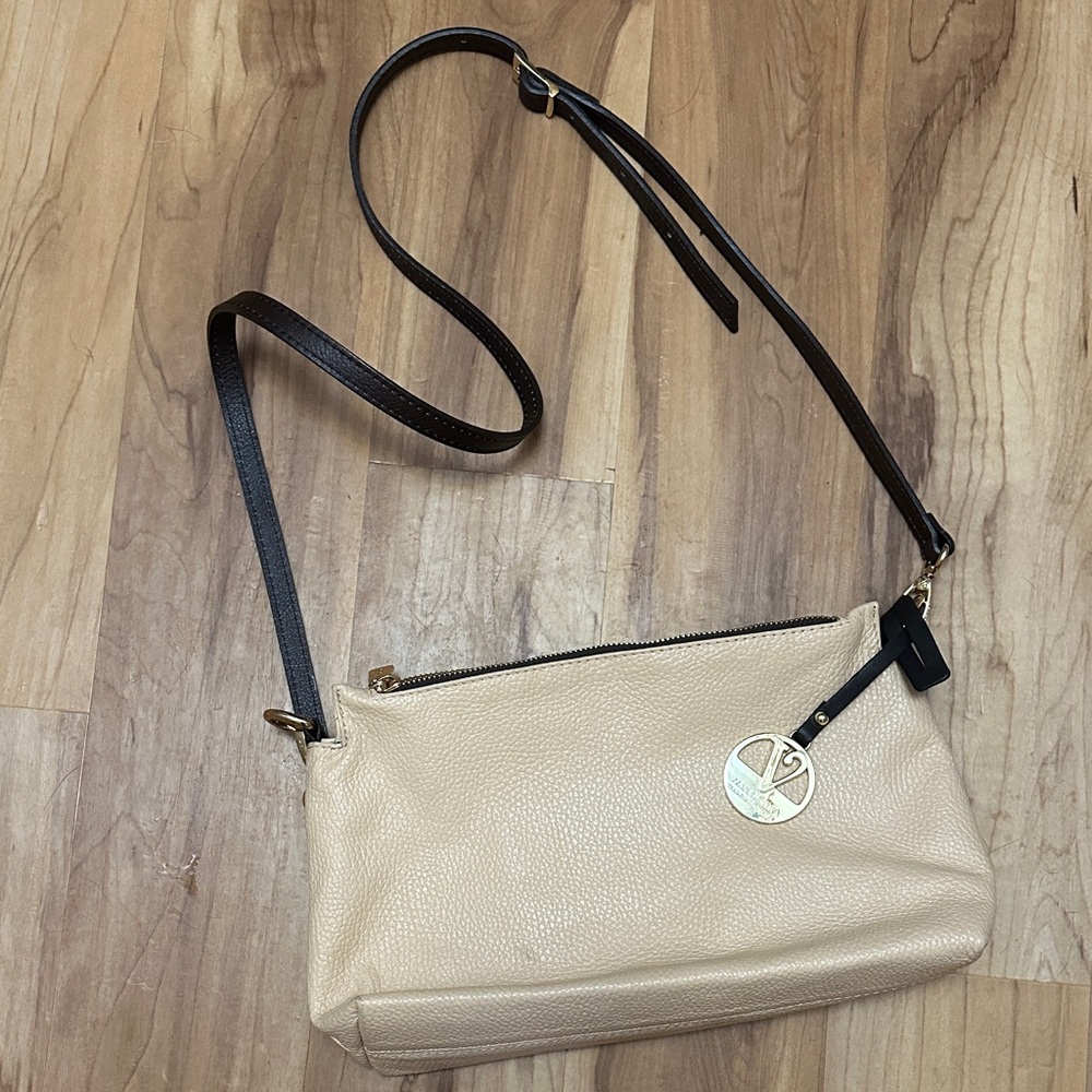 Elegant Light Peach VALENTINA Leather Crossbody Bag